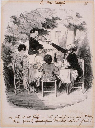 Dobrzy mieszczanie: Ach! Jest świeży... Ale potrzymaj, chłopcze autorstwa Honoré Daumier