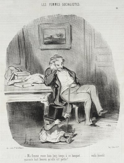 Moja żona bardzo długo pozostaje na tym bankiecie... autorstwa Honoré Daumier