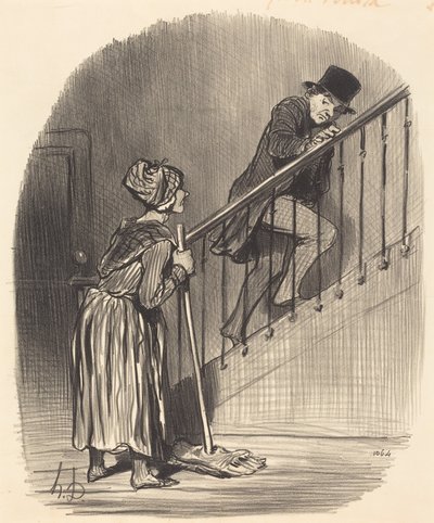 Czy moja żona jest w domu autorstwa Honoré Daumier