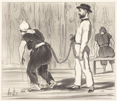 Madame Rabourdeau ma swoją pierwszą lekcję autorstwa Honoré Daumier