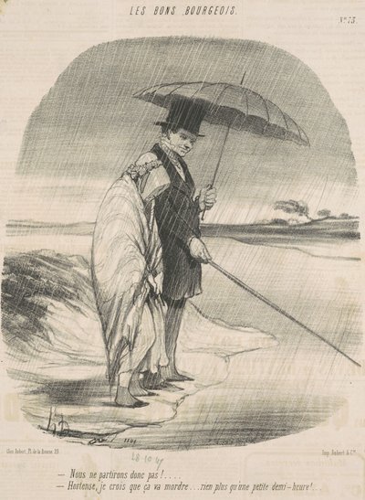 A więc nie wyjedziemy! - Hortense, myślę, że będzie brało ... Tylko małe pół godziny! autorstwa Honoré Daumier