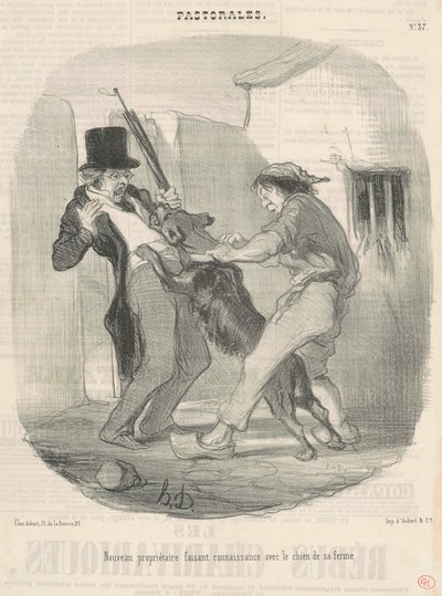 Nowy właściciel poznaje psa... autorstwa Honoré Daumier