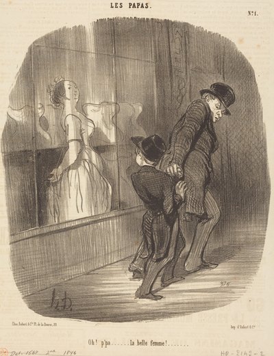 Och! Tato... jaka piękna kobieta! autorstwa Honoré Daumier