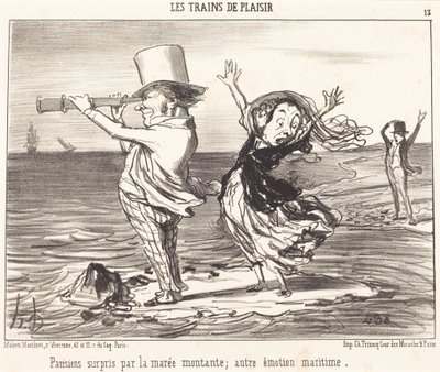 Paryżanie zaskoczeni przez przypływ... autorstwa Honoré Daumier