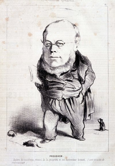 Proudhon, „”apostoł socjalizmu, wróg własności i jej opatentowany destruktor”” – autorstwa Daumier, w „”Charivari”” z 06.01.201849 autorstwa Honoré Daumier