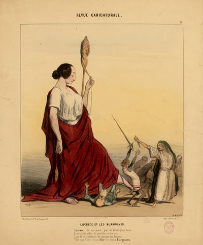 Przegląd karykaturalny nr 9: Lukrecja i burgrabiowie. Lukrecja w naszych czasach, za sprawą piękniejszego losu... autorstwa Honoré Daumier