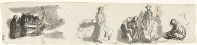 Arkusz opracowań z grupą czterech figur po prawej (recto) autorstwa Honoré Daumier