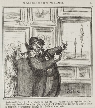 Szkic wykonany w Salonie przez Daumiera, nr. 6: Spójrz tylko, w jakim zdegenerowanym i skorumpowanym świecie żyjemy. . . autorstwa Honoré Daumier
