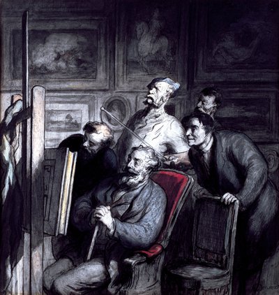 Amatorzy, po 1862 (kredka, tusz i gwasz na papierze) autorstwa Honoré Daumier