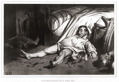 Masakra rue Transnonain 14.04.1834 r. (litografia) 1837 autorstwa Honoré Daumier