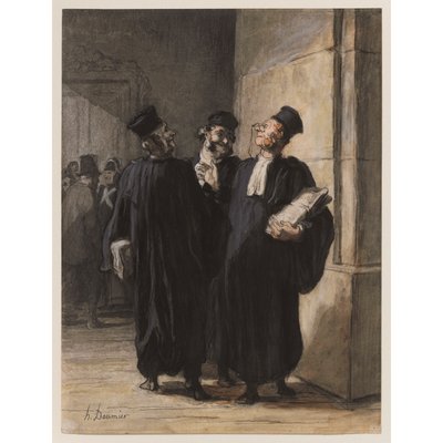 Trzech rozmawiających adwokatów autorstwa Honoré Daumier