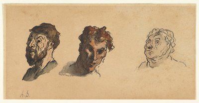 Drei männliche Köpfe autorstwa Honoré Daumier