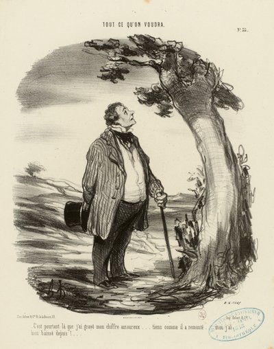 Wszystko, czego się zapragnie, nr 35: A jednak to właśnie tam wyryłem mój miłosny znak... autorstwa Honoré Daumier