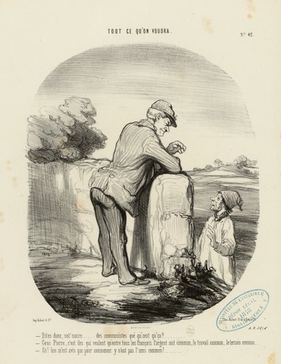 Wszystko, czego się zapragnie, nr 42: - Proszę pana, panie burmistrzu... komuniści, co to takiego? ... autorstwa Honoré Daumier