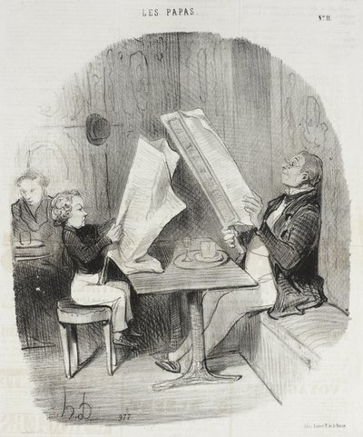 Dziecko, które bawi się byle czym. Le Constitutionnel wystarcza mu na cały wieczór autorstwa Honoré Daumier