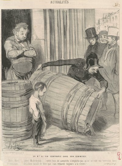 Kupiec wina zdenerwowany w swoim biznesie autorstwa Honoré Daumier