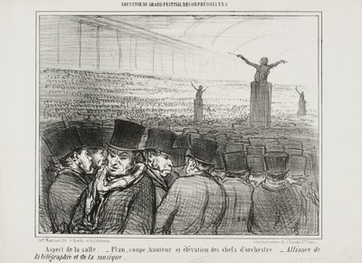 Widok na wielką salę, tablica 1 z Souvenir Du Grand Festival Des Orphéonistes autorstwa Honoré Daumier