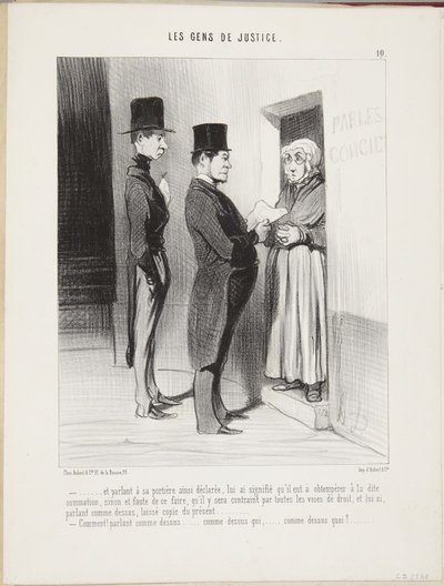 ...i rozmawiając ze swoją tak określoną dozorczynią... autorstwa Honoré Daumier