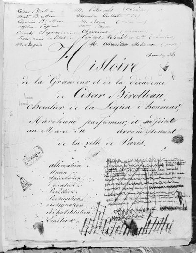 Strona tytułowa „Histoire de la Grandeur et de la Decadence de Cesar Birotteau”, 1839 autorstwa Honore de Balzac