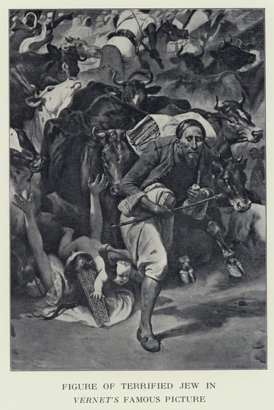 Figura przerażonego Żyda na słynnym obrazie Verneta - podobno przedstawienie barona Jamesa Rotszylda (zdjęcie czarno-białe) autorstwa Horace (after) Vernet