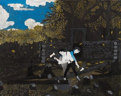 Abraham Lincoln i jego ojciec (olej na panelu) autorstwa Horace Pippin