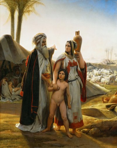 Hagar wypędzona przez Abrahama Odrzucenie Hagar, 1837. autorstwa Emile Jean Horace Vernet