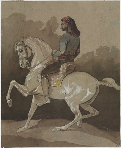 Arab na koniu, ok. 1800 (pióro, tusz, akwarela i gwasz) autorstwa Horace Vernet