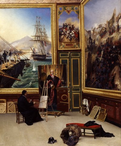 Brat Filip kopiujący portret markiza de Fontanes w Muzeum Wersalskim autorstwa Emile Jean Horace Vernet