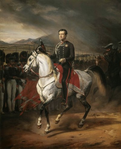 Portret konny Karola Alberta 1798-1849, króla Sardynii, 1834. autorstwa Emile Jean Horace Vernet