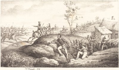 Zasadzka piechoty przeciwko Kozakom autorstwa Emile Jean Horace Vernet