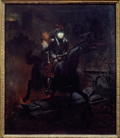 Ballada Leonory Ilustracja do wiersza Gottfrieda Burgera „Leonore” (1747-1794), Śmierć na koniu zabiera Leonorę. Obraz Emile Jean Horace Vernet (1789-1863) 1839 Nd. 0,61x0,55 m Nantes, musee des Beaux Arts autorstwa Emile Jean Horace Vernet