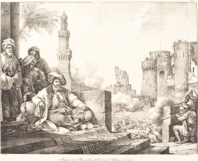 Masakra rebeliantów Mameluków w Zamku Kairskim autorstwa Emile Jean Horace Vernet