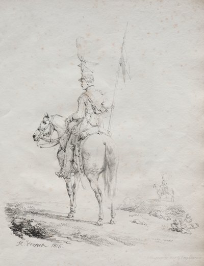 Zbiór esejów litograficznych: Le Lancier en Vedette autorstwa Emile Jean Horace Vernet