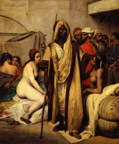 Targ niewolników, 1836 autorstwa Emile Jean Horace Vernet