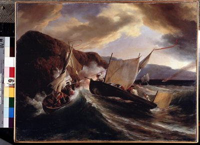 Bitwa morska. Obraz Horacego Verneta (1789-1863). Olej na płótnie, 54 x 70 cm autorstwa Emile Jean Horace Vernet