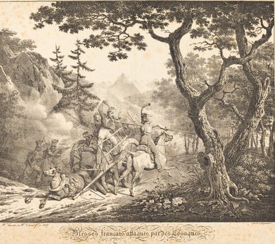Ranny Francuz zaatakowany przez Kozaka autorstwa Horace Vernet and Hippolyte Lecomte