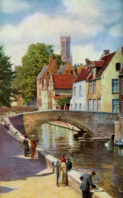Most i Green Quay, Brugia, Belgia, ok. 1924. autorstwa Horace W Nicholls