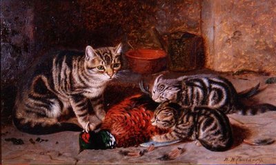 Gra na obiad (olej na panelu) autorstwa Horatio Henry Couldery