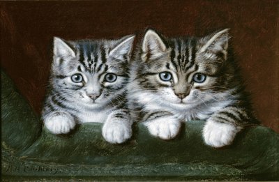 Dwa kociaki pręgowane (olej na płótnie) autorstwa Horatio Henry Couldery