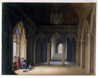 Wyjazd Rycerzy (akwarela) autorstwa Hortense de Beauharnais