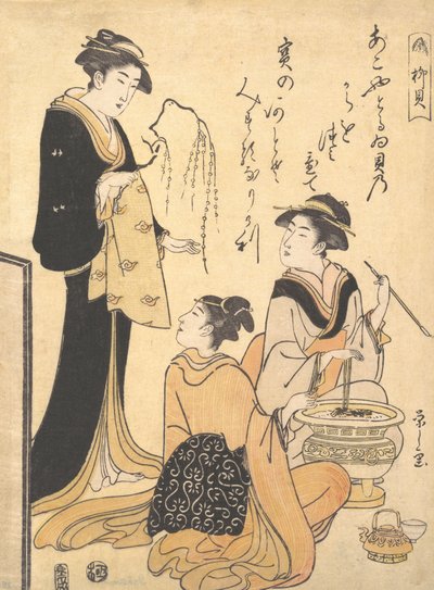 Muszla wierzby Yanagi-kai, z Zestawu piękności bez tytułu na temat S..., ca. 1791. autorstwa Hosoda Eishi