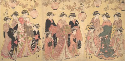 Jesienna Parada Yoshiwara, ok. godz. 1793. autorstwa Hosoda Eishi