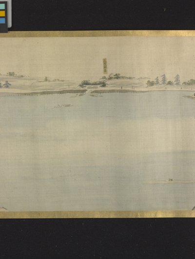 Trzej bogowie szczęścia na przyjemnej wycieczce (atrament i jasne kolory na papierze) autorstwa Hosoda Eishi