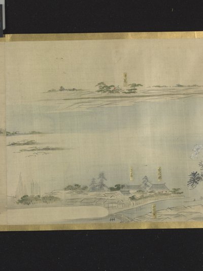 Trzej bogowie szczęścia na przyjemnej wycieczce (atrament i jasne kolory na papierze) autorstwa Hosoda Eishi