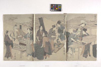 Tryptyk (tusz na papierze) autorstwa Hosoda Eishi