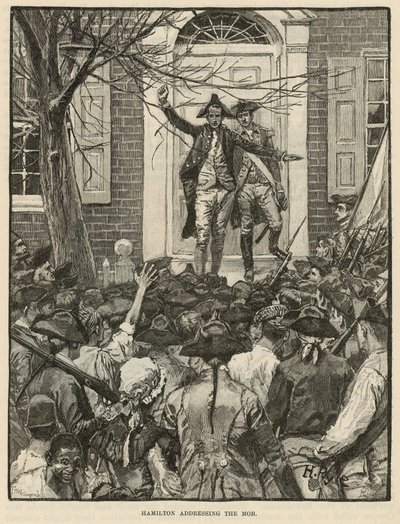 Hamilton przemawiający do tłumu (grawerunek) autorstwa Howard (after) Pyle