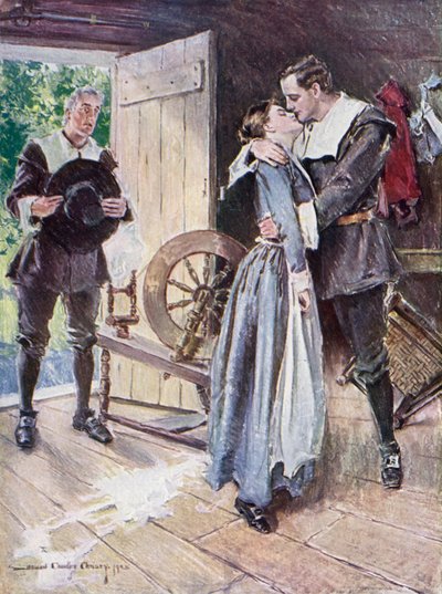 Ilustracja do The Courtship of Miles Standish autorstwa Henry