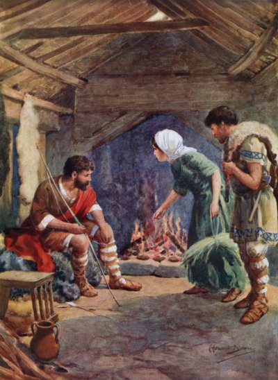 Alfred Wielki w Schludnej Chatce (kolor lito) autorstwa Howard Davie