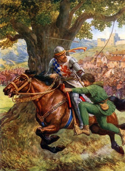 „Robin Hood ratuje małego Johna” (kolor lito) autorstwa Howard Davie