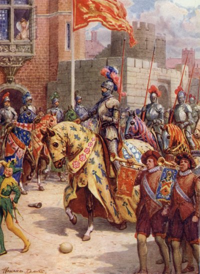 Sir Philip Sidney, na Turnieju w Whitehall (kolor lito) autorstwa Howard Davie